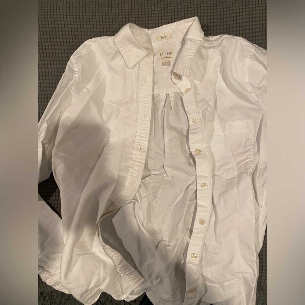 Women’s j crew white button down shirt
